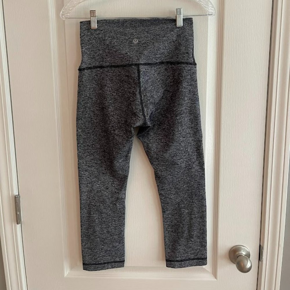 Lululemon Wunder Under Cropped Leggings High Rise - Heathered Black - Picture 2 of 3